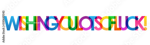 WISHING YOU LOTS OF LUCK! rainbow vector typography banner