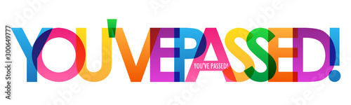 YOU'VE PASSED! rainbow vector typography banner