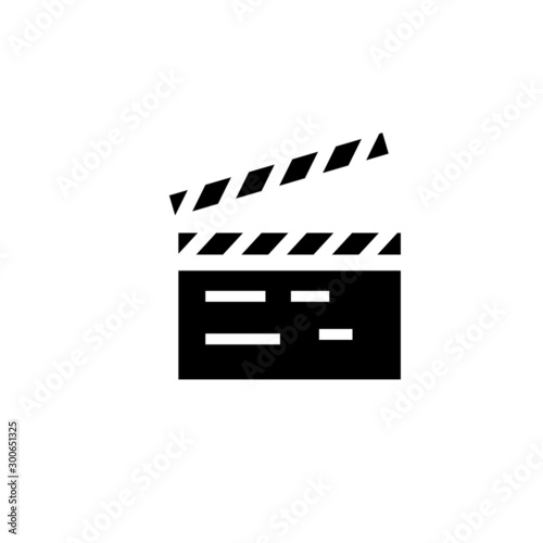 vector simple icon with movie clapperboard shape