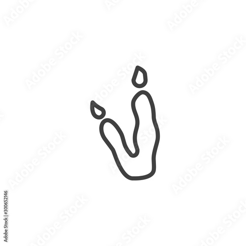 Kangaroo paw print line icon. linear style sign for mobile concept and web design. Wallaby animal footprint outline vector icon. Symbol, logo illustration. Vector graphics