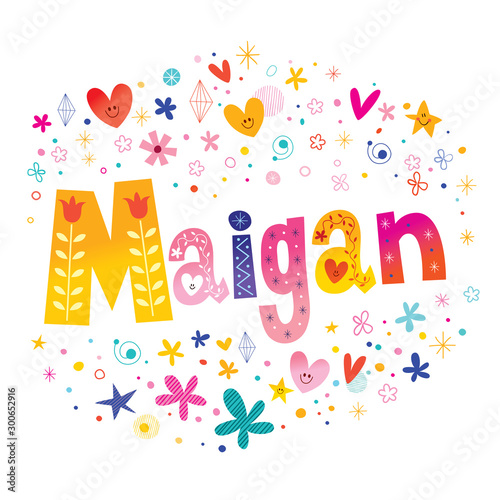 Maigan girls name decorative lettering type design