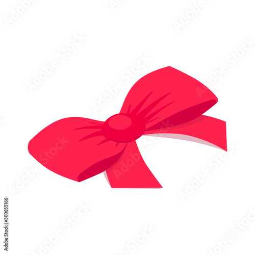 Isometric red ribbon bow knot