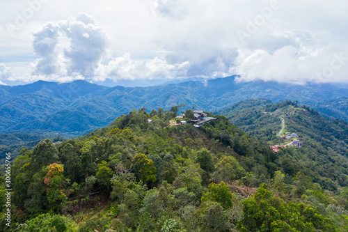 Aerial drone image of Beautiful Rural with local house and green forest in surrounding