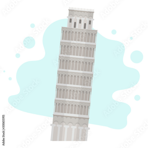 Flat design of Pisa square buildings. Leaning tower of pisa vector illustration