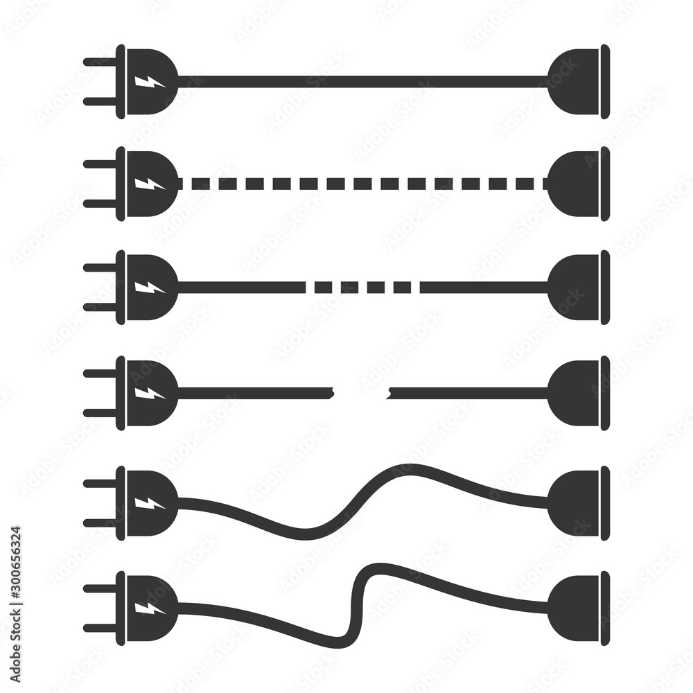 Vector set of extension cord icons. Vector set of extension cord icons.