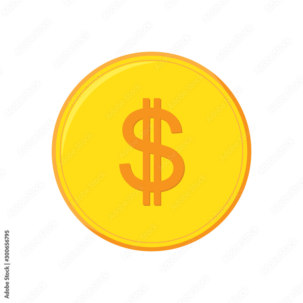 Vector Dollar coin icon isolated. Vector Dollar coin icon isolated.
