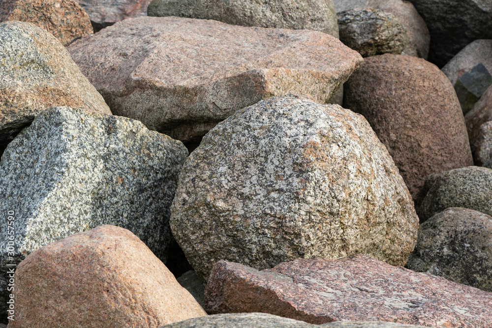 A pile of large gray stones. Many gray stones. The collapse of the stones. A pile of large gray stones. Many gray stones. The collapse of the stones.
