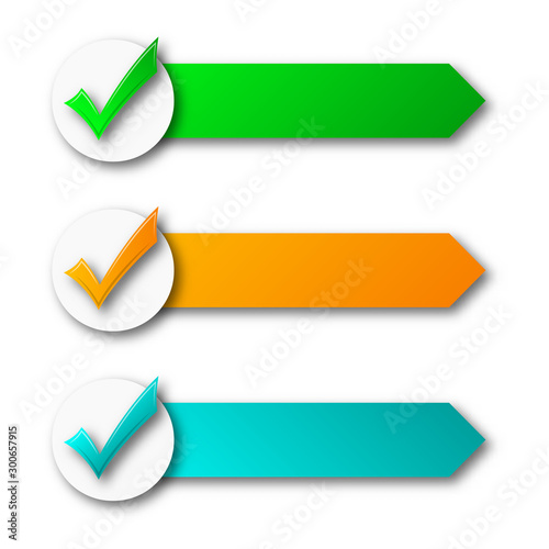 Colored ribbons with check marks - vector.