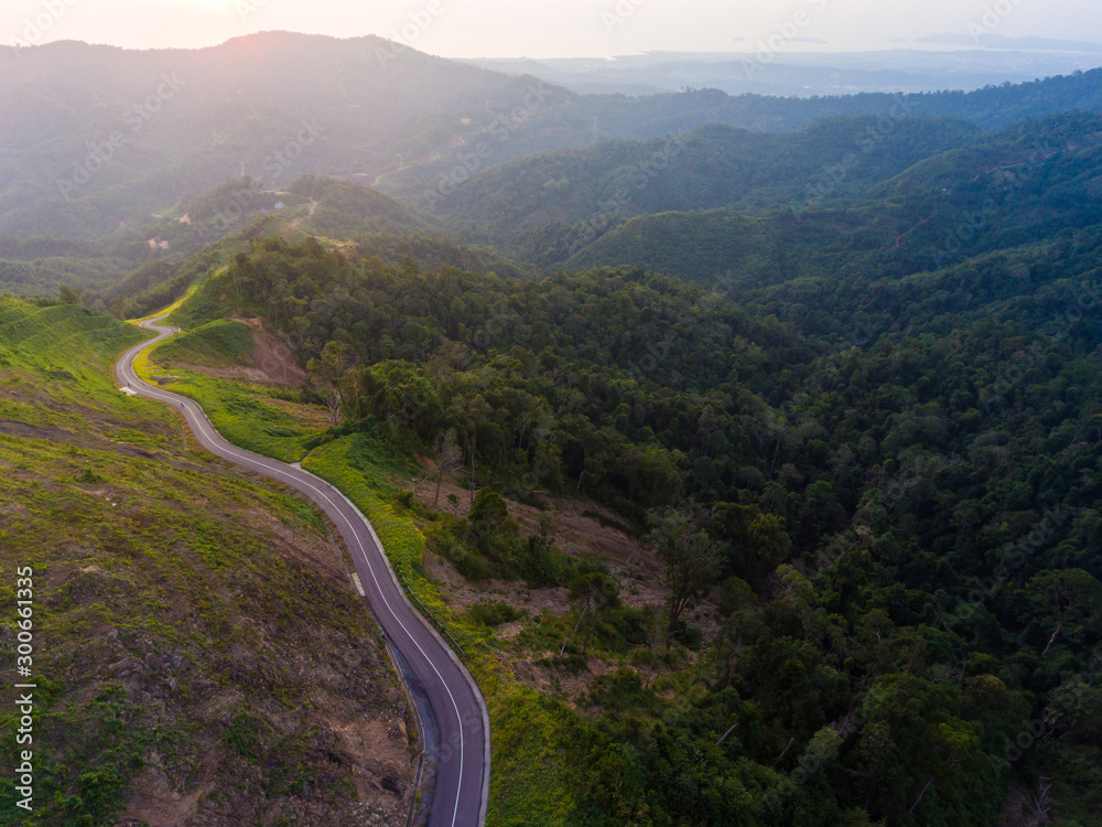 Aerial drone image of beautiful tropical rainforest forest in Sabah ,Borneo (image slightly soft focus and noise) Aerial drone image of beautiful tropical rainforest forest in Sabah ,Borneo (image slightly soft focus and noise)