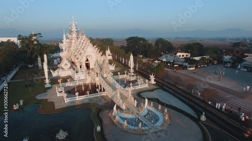 Morning atmosphere of Wat Rong Khun, located in Mueang Chiang Rai District Chiang Rai province