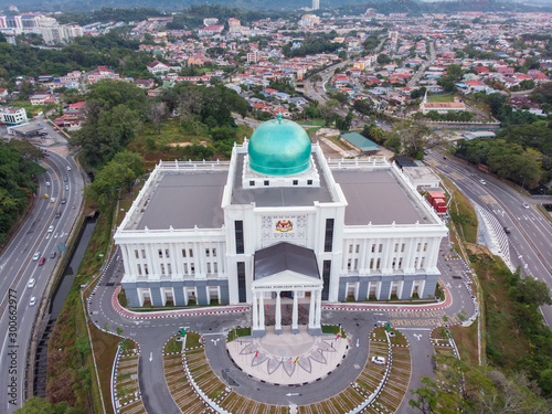 Aerial image of new building of Komplex Mahkamah Kota Kinabalu(Kota Kinabalu Court Complex), Sabah, Malaysia photo