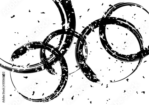 円　丸　筆　かすれ　黒