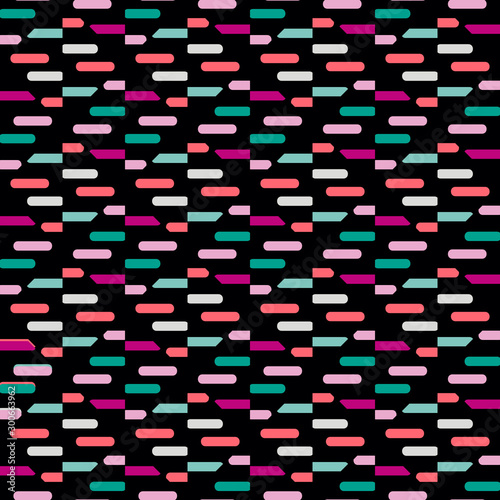 Seamless pattern with different bright geometric stripes.