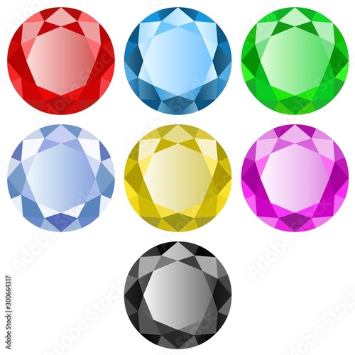 3D vector precious stones collection isolated on white background 