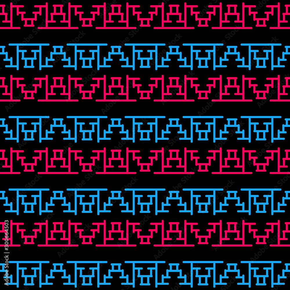 Seamless pattern with bright geometric elements. Seamless pattern with bright geometric elements.