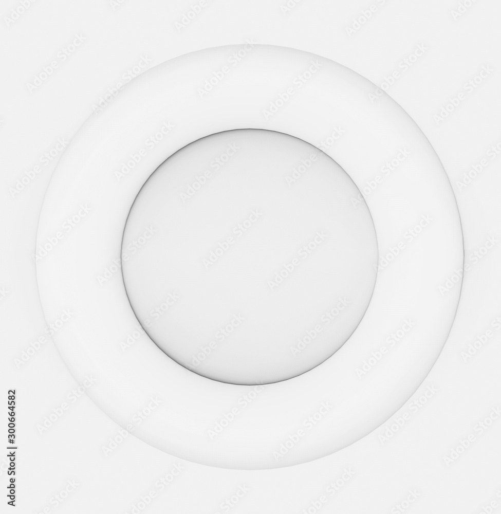 3d rendering. white circular shape on gray wall background. 3d rendering. white circular shape on gray wall background.