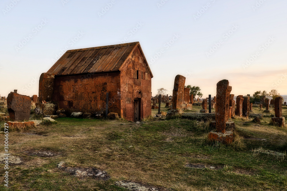 Noratus cemetery at Sevan lake, Armenia, Asia Noratus cemetery at Sevan lake, Armenia, Asia
