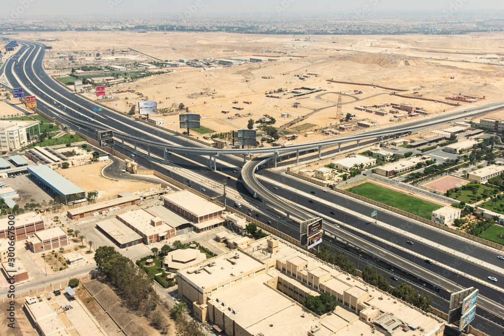 aerial view of one of new built overpass onAugust  in Cairo, Egypt