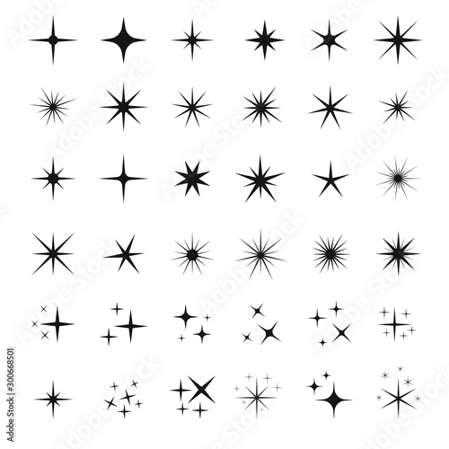 Star icons. Twinkling stars. Sparkles  shining burst. Christmas vector symbols isolated