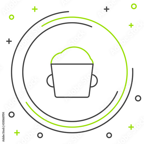 Black and green line Bakery bowl dough icon isolated on white background. Colorful outline concept. Vector Illustration