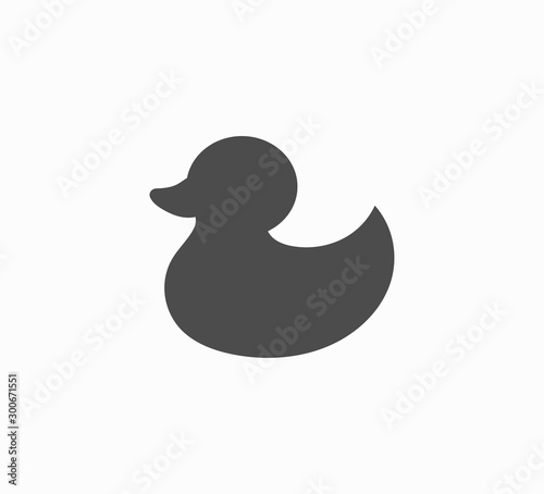 Duck silhouette closeup isolated. Children's water igruka - a rubber duck