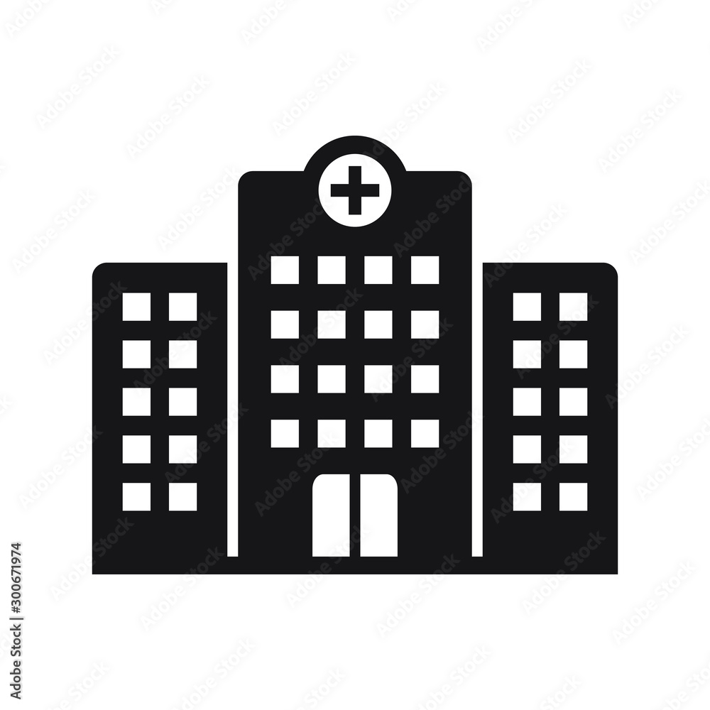 Hospital icon, Hospital building vector icon isolated