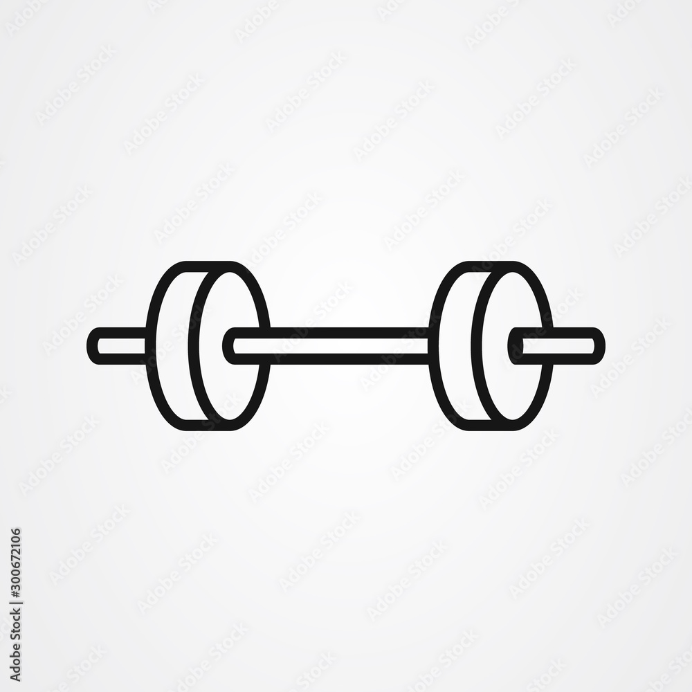 Barbell icon vector design, weight training equipment. Barbell icon vector design, weight training equipment.