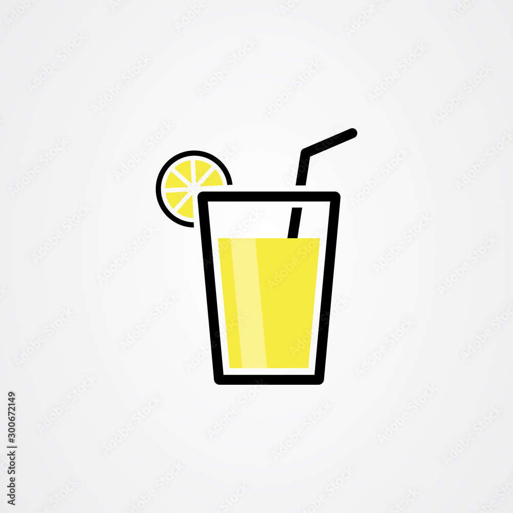 Drink with slice lemon icon vector design