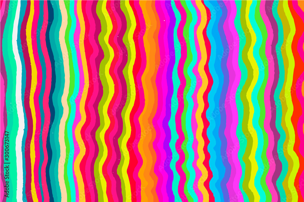 Rainbow colors hand drawn textured background in cartoon comic style vibrant bright lines