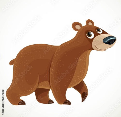 Cute cartoon Brown bear on a white background