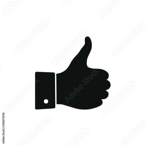 Hand with thumb up graphic icon. Like or okay sign isolated on white background. Vector illustration