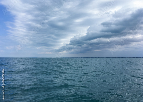 Dark cloud and rain over the ocean