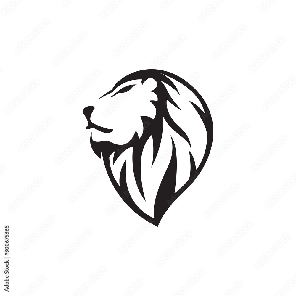 Lion head vector logo template silhouette