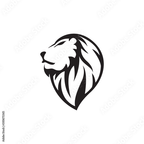 Fototapeta Naklejka Na Ścianę i Meble -  Lion head vector logo template silhouette