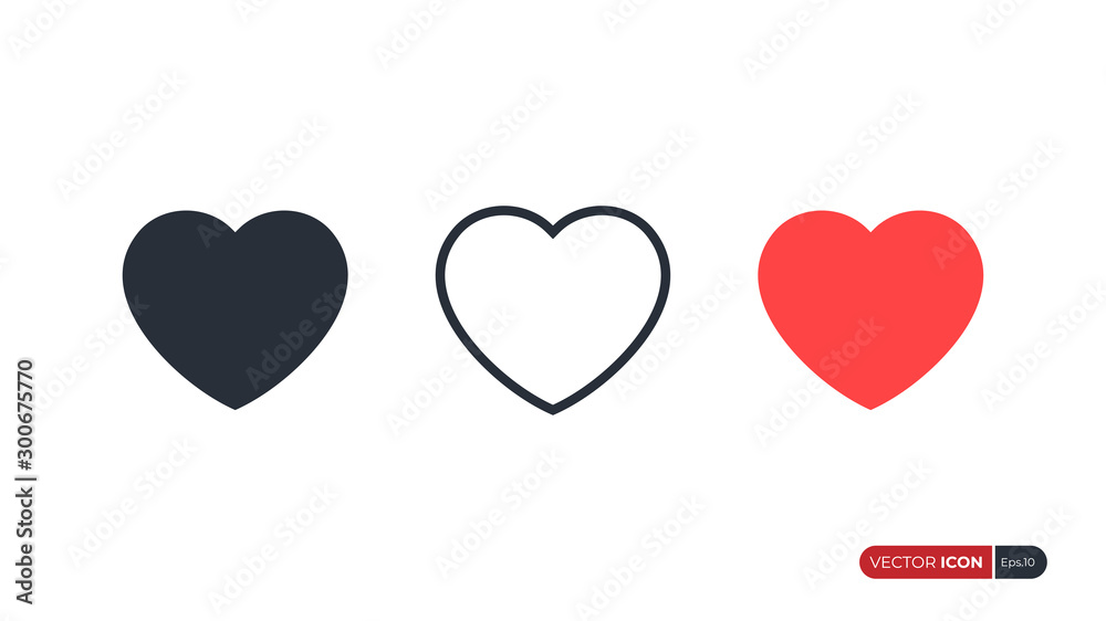 Heart Icons Symbol of Love Flat Vector Illustration