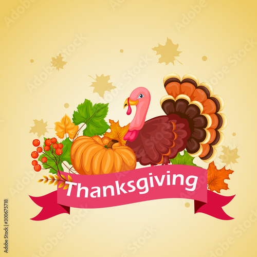 Happy Thanksgiving holiday greeting card in vector