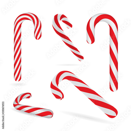 Christmas candy canes. Christmas sweets vector illustrations collection. Part of set.