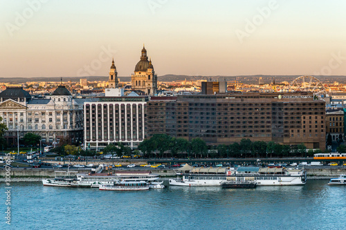 Budapest, Hungary - October 01, 2019: Budapest, Hungary, Intercontinental hotel on Danube river