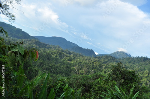 Miri, Sarawak / Malaysia - October 7, 2019: Amazing forest and river views in the misty sunrise hours photo