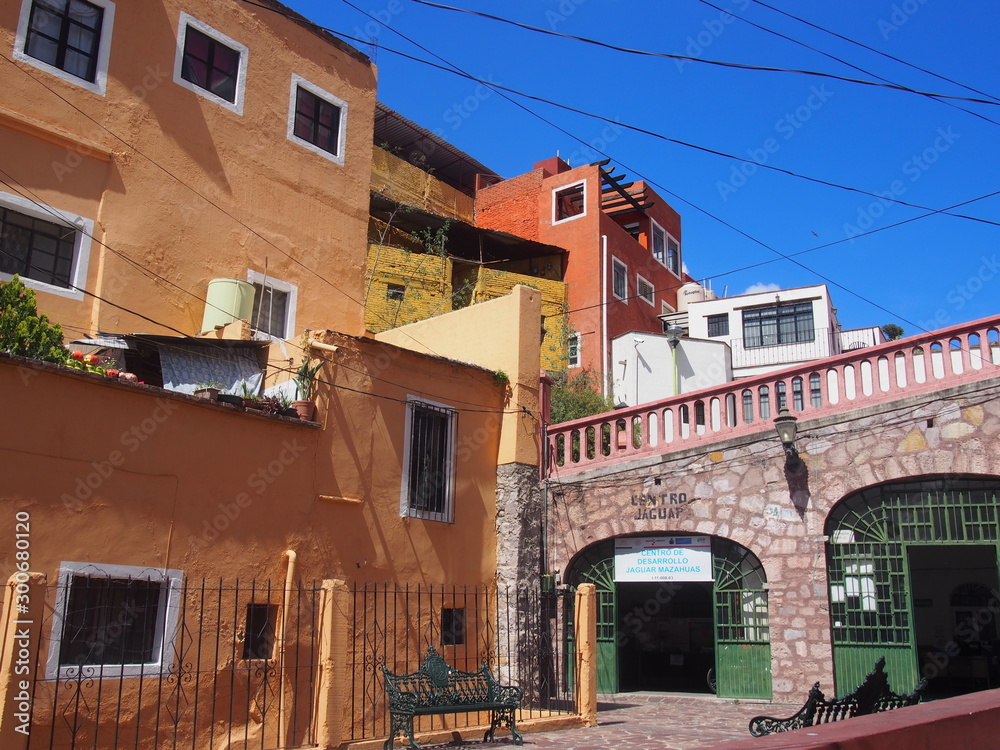 View of colorful historic buildings, Guanajuato, Mexico