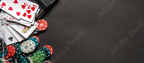 Vászonkép Gambling flat lay