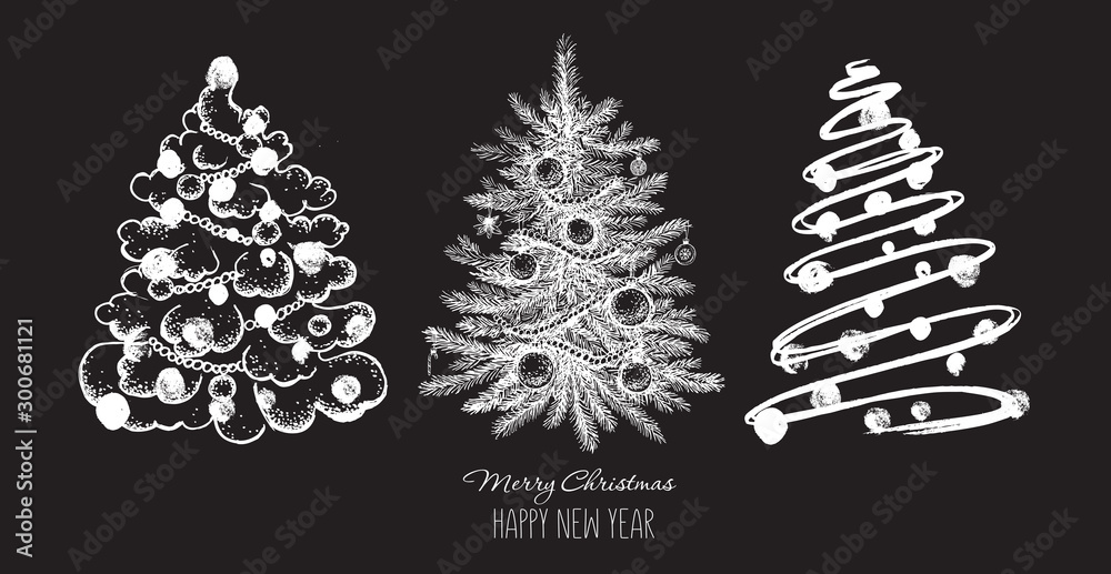 Christmas tree. Hand drawn illustration.