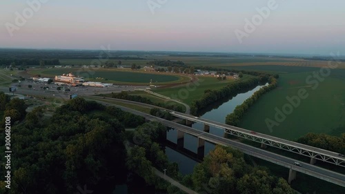 Aerial view of US Highway  & Ellis Park, located on the border of Indiana and Kentucky. photo