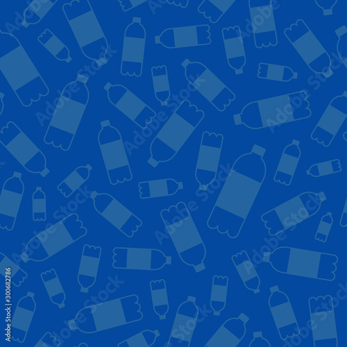A vector seamless pattern with  the plastic bottles in the ocean. The environment protection vector design for a poster, flyer print. Plastic free and zero waste theme