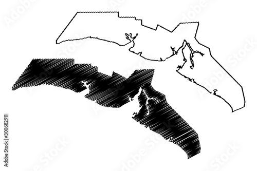 City and Borough of Yakutat, Alaska (Boroughs and census areas in Alaska, United States of America,USA, U.S., US) map vector illustration, scribble sketch Yakutat map