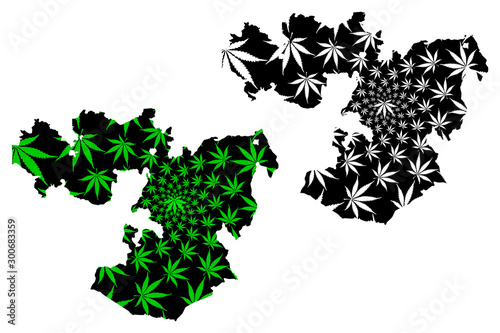 Oromia Region (Federal Democratic Republic of Ethiopia, Horn of Africa) map is designed cannabis leaf green and black, Oromiyaa map made of marijuana (marihuana,THC) foliage.... photo