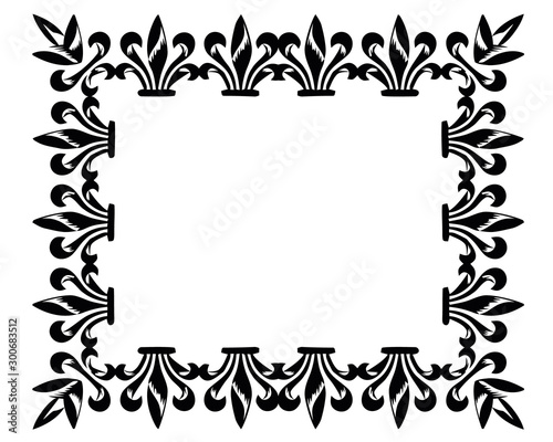 Black and white picture frame on the white wallpaper.