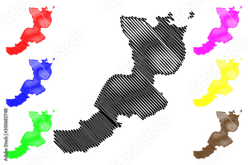 East New Britain Province (Independent State of Papua New Guinea, PNG, Provinces) map vector illustration, scribble sketch island of New Britain and the Duke of York Islands map.... photo