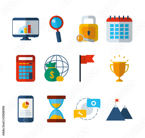 business work success finance icons set