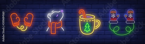 Christmas warmth neon sign set